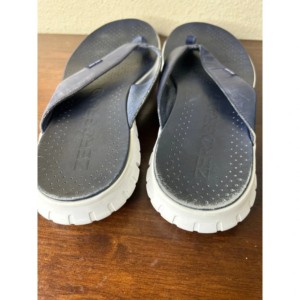 Cole Haan Sandals Sz 10 Zerogrand Mens Navy Blue Leather Thong Flip Flops